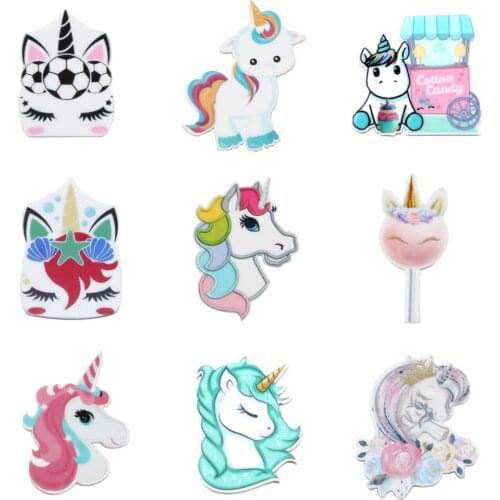 5PCS Unicorn Horse Resin flatback For Hair Bows Custom Cartoon Planar Resin Designs Crafts For DIY Phone Decorations,5Yc17423