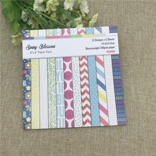 24 sheet 6"X6"Spring Blossoms flower patterned paper Scrapbooking paper pack handmade craft paper craft Background pad