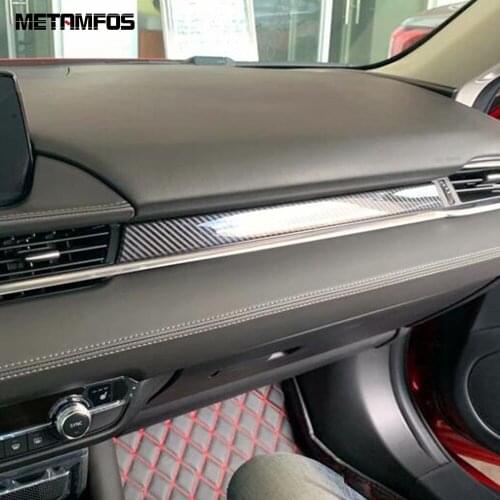 For Mazda 6 M6 Atenza 2019 2020 2021 Carbon Fiber Center Control Dashboard Strip Cover Molding Trim Interior Car Accessories