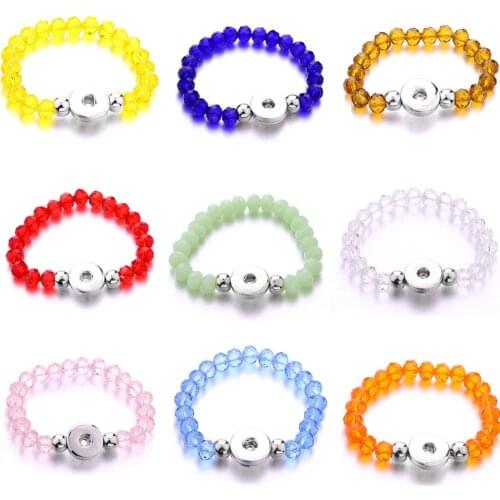 Color Handmade Snap Button Bracelet Imitation Pearls Beads Snap Jewelry Fit 18mm Snap Button Jewelry Beaded Bracelet