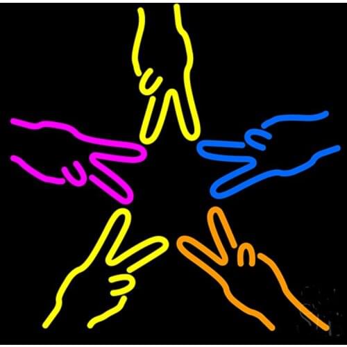 Decorative Light People Great Victory Gesture Neon Light Restaurant Accessories Bar Wall Hotel light Enseigne Lumineuse Handmade