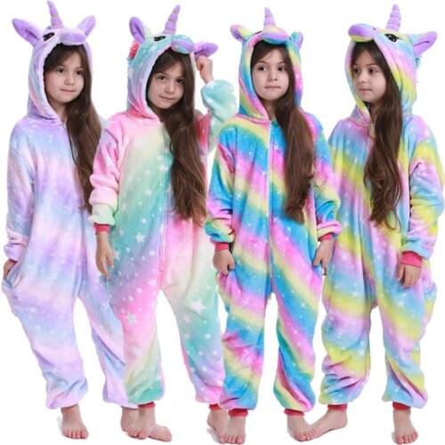 Kids Pajamas Anime Pijama Panda Unicorn Pyjamas For Children Animal Cartoon Baby Costume Winter Boy Girl Licorne Onesie