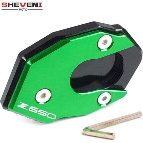 For kawasaki Z650 Z 650 2017 2018 Motorcycle CNC Aluminum green kickstand Footside Side Stand Extension Enlarger Plate Pad