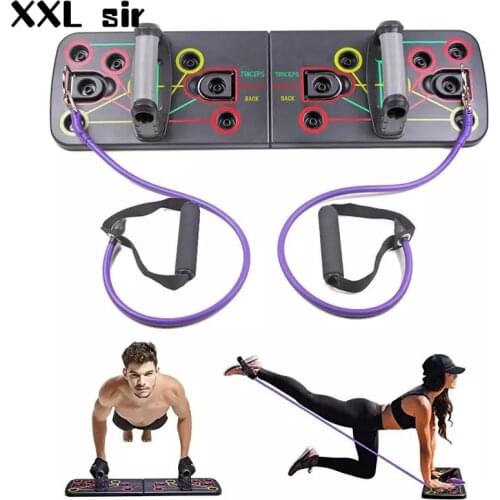 Push Up Board with Resistance Band Multifunction Home Workout Fitness Equipment Push Up Muscle Board Gym System Training Tool