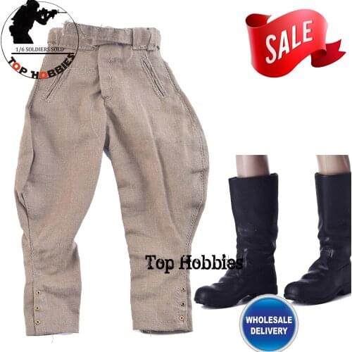 1/6 Scale Soldier Action Figures Accessories WWII German Army Military Riding Breeches Pants High Tube Boots Shes Fit 12" Body