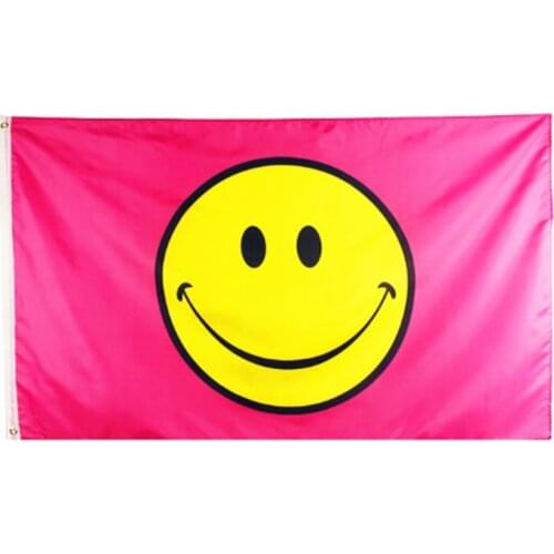 Hot Sales12 style high quality flags 90x150cm parade flag 3x5ft Smiley Pink Happy Face Flag C1