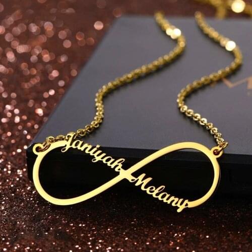 MumuXing2021 Personality Infinity Necklace Customized Multi-Name Stainless Steel Pendant Necklace Ladies Boutique Gift