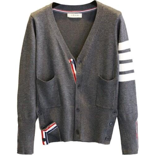 Spring 2021 New Vintage Women Sweater Top Striped Long Sleeve Loose Cardigan Female Men and Women Lovers Knits Cardigans