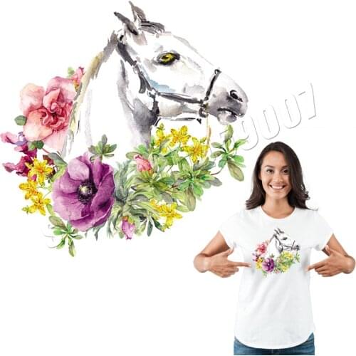 Creative Flower Horse Patch Iron-On Clothes Heat Transfer Diy Accessory New Design Washable Badges Applique