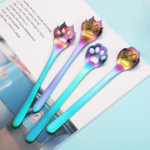 Creative Stainless Steel Stirrer Coffee Tea Spoon Cat Dog Claw Dessert Spoon Coffee Accessories Cutlery Gifts Drinking Tools