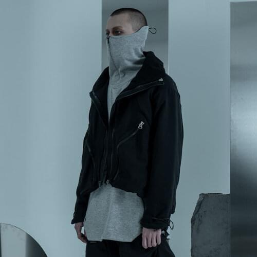 Men Jacket Pupil Travel Multi Zipper Short Jacket Thickened Coat Techwear Aesthetic Goth Post Apocalyptic Clothes