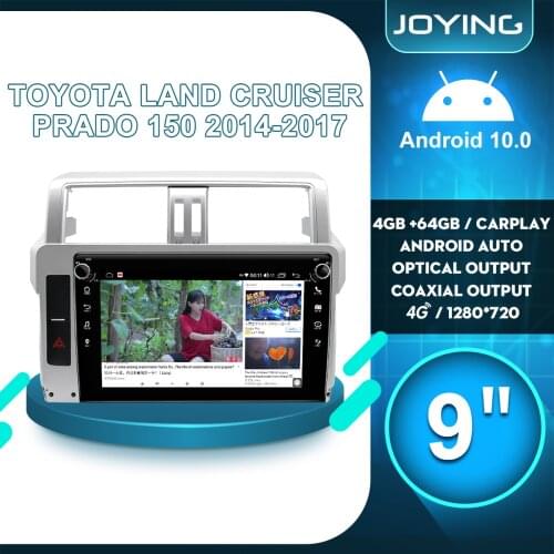 Joying Android 10 Car Radio Stereo 4GB 64GB 9” Head Unit Central Multimedia Player 1 din For Toyota Land Cruiser Prado 2014-2017