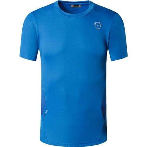 Jeansian Mens Sport Tee Shirt Tshirt T-shirts Tops Running Gym Fitness Workout Football Short Sleeve Dry Fit LSL022 Blue