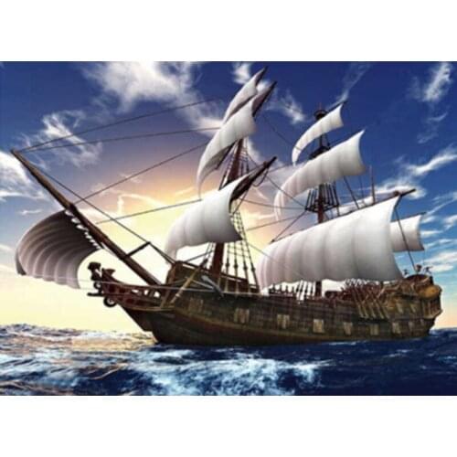 White Sailing Boat Landscape 40x50CM Digital Painting By Numbers Modern Wall Art Canvas Painting Unique Gift Home Decor 40x50cm