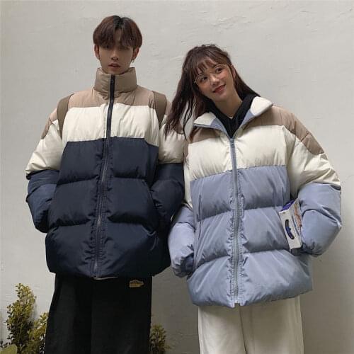 New Winter 2021 Woman Korean Fashion Parka Coat Couple Outfit Loose Outwear Thick Parkas Casual Warm Coat For Winter