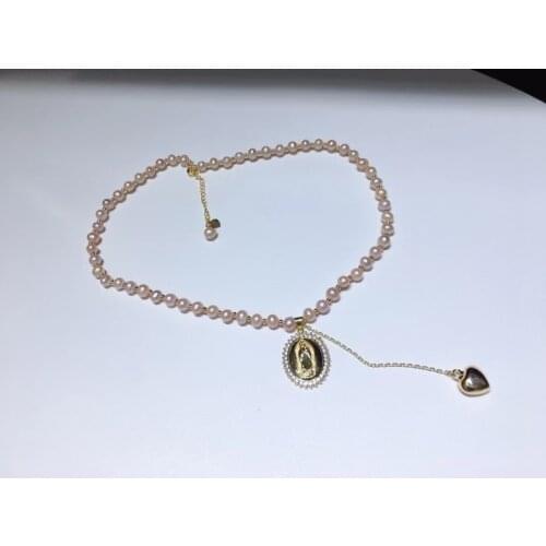 Natural Freshwater Pearl Pink Powder Pearl Necklace Natural Color Pearl High-quality Womens Luxury Jewelry Jewelry Gift Mixed