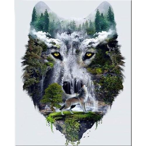 Full Wheel Diy Diamond Painting Wolf Landscape Painting Cross Stitch Diamond Embroidery Home Decoration Diamond Mosaic Crafts