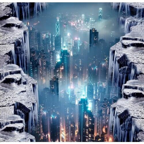 Custom 3d floor tiles photo wallpaper Dream water city 3d-floor-wallpaper pvc self adhesive wallpaper 3d floor for living room