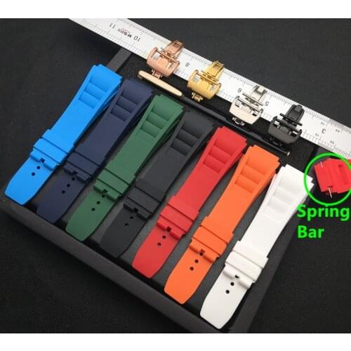 25mm Soft Nature Silicone Rubber Watchband For Richard Watch Mille Strap band Bracelet Orange Blue White Red spring bar series