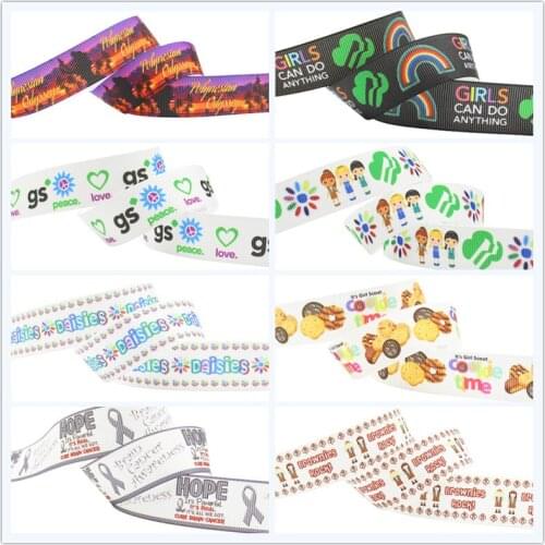 Q&N ribbon 9mm 22mm 25mm peace & cartoon printed grosgrain ribbon webbing 50yards/roll for headband 161012