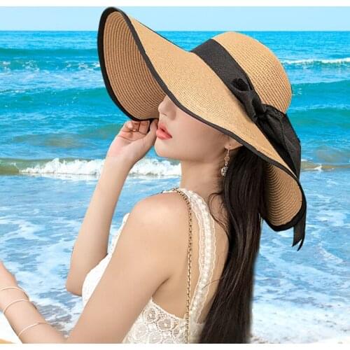 Summer Beach Straw Hat Woman Seaside Big Eaves Sunscreen Sunshade Travel Vacation Street Casual Fashion Many Colors UV Protectio