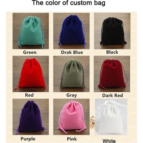 Personalized Logo Printed Pouches Custom Jewelry Drawstring Bags Velvet Jewellery Packaging Sack Wedding Favor Bags