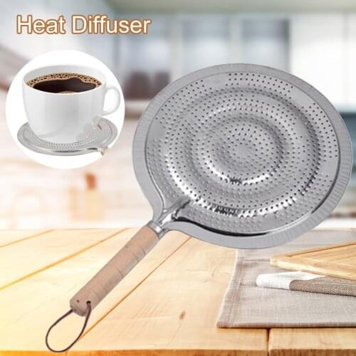 21CM Wood Handle Heat Diffuser Cooker Pan Gas Electric Slow Cook Ring Metal Household Supply Insulation Pad Coffee for Kitchen