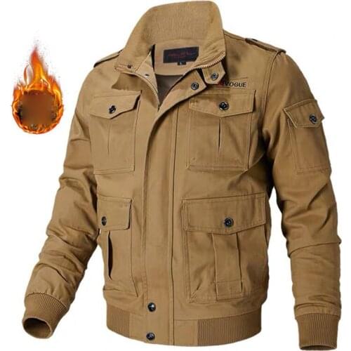 Thick Winter Military Jacket Men Wool Liner Stand Collar Army Coats Man Patches Plus Size Mens Cargo Clothing Pockets 2021