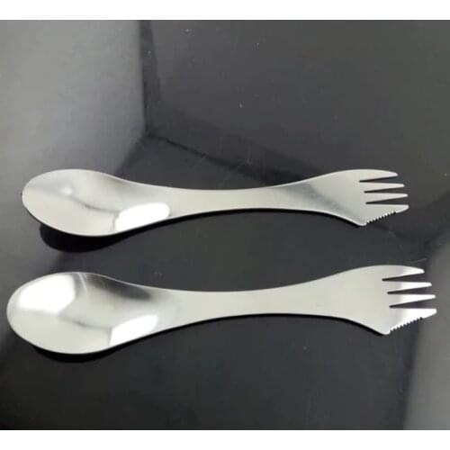 Camp stainless steel Spork fork spoon long cookware cutlery tableware backpack Picnic Portable utensil multi tool flatware