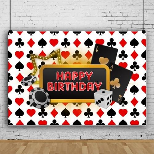 Vinyl Backdrops For Photo Casino Playing Cards Happy Birthday Party Customized Poster Banner Photocall Photographic Backgrounds