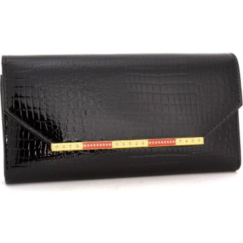 2020 New women wallet high quality patent leather long money clutch bag Fashion cow skin balck stone Lady hasp Purse