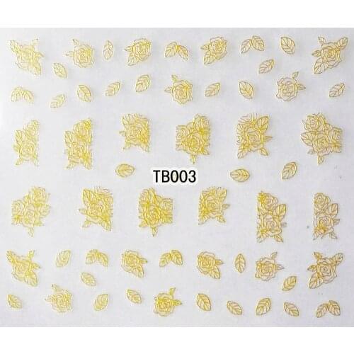 1X SELF ADHESIVE GOLD SILVER 3D NAIL ART METAL STICKER DECAL SLIDER TATTOO FLOWER VIOLET TULIP ROSE TB01-03