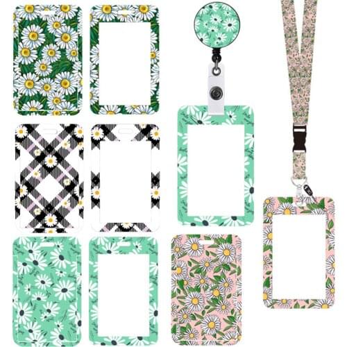 1pcs Daisy Lanyard Adjustable Retractable Card Holder Name Badge Holdestudents Work Bank Credit Card Students Bus Card Holder