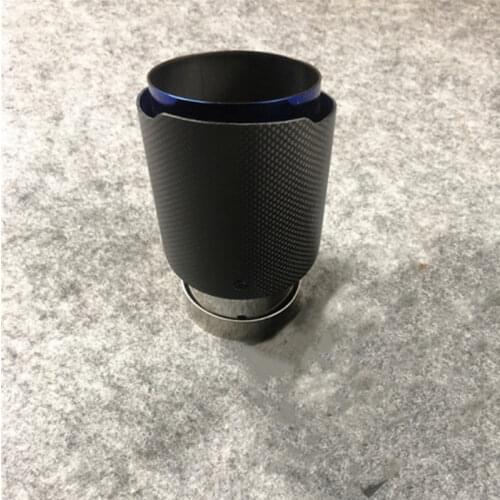 1PCS Car Modification Universal For Akrapovic Muffler Single Blue Stainless Steel Automobile Matte Carbon Exhaust Pipe