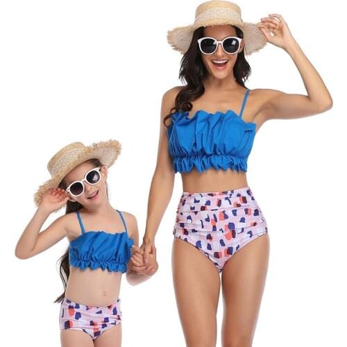2021 Summer Family Matching Swimsuit Mom Daughter Beachwear Lady Kid Girl Padded Swimwear Mother Daughter Matching Clothes