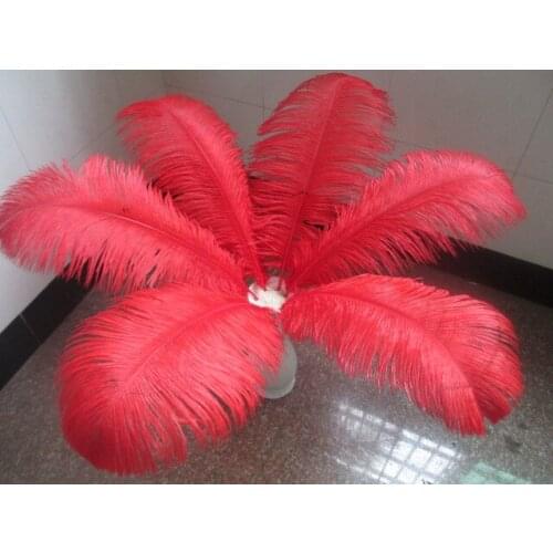 Manufacturers sell 50 pcs high quality natural red ostrich feathers 18-20 inch 45-50 cm Wedding decoration
