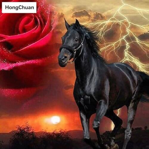 5D Diamond Painting Rose Horse Square/Round Diamond Embroidery Handmade Rhinestone DIY Mosaic Home DecorationMural Fast Delivery
