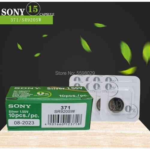 15pcs For Sony Original 371 SR920SW 920 LR920 AG6 LR920 LR69 171 1.55V Single grain packing Silver Oxide Watch Battery