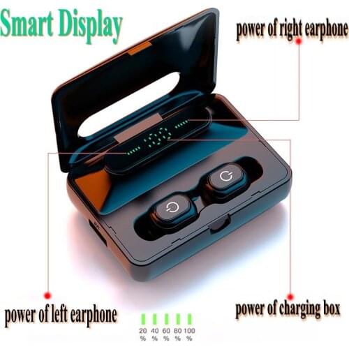 H60 Bluetooth Headset Binaural TWS 5.0 Mini Wireless Sports In-Ear With 2200mAh Charging Box Smart Compartment Digital Display