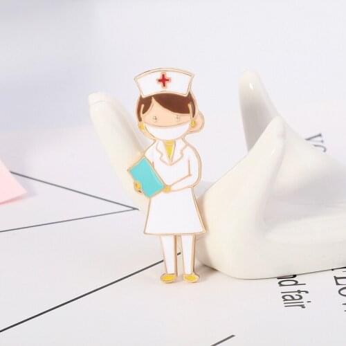 Fashion Temperament Nurse Drop Oil Brooch Doctor Nurse Medical Punk Jewelry Lapel Pin Badge Suit Accessories Womens Gift