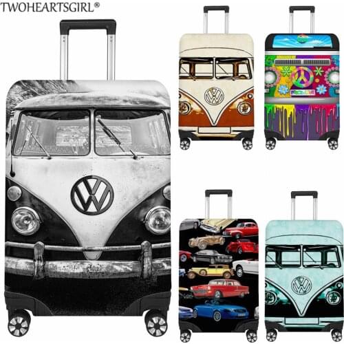 TWOHEARTSGIRL Travel Suitcase Protective Covers Cartoon Car Print Travel Accessories Elastic Luggage Cover Apply to 18-32inch