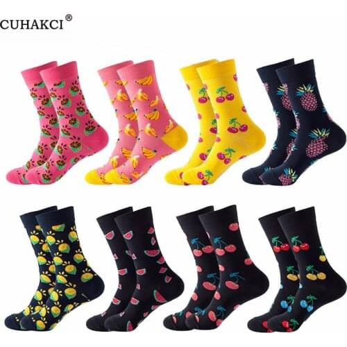 CUHAKCI Hot Sale New Arrival Women Sweet Cute Fruit Painting Female Comfortable Cotton Sock 1 Pair Gift Girl Spring And Summer