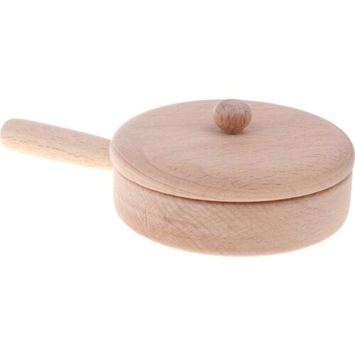 Wooden Solid Beech Tableware Kid Pretend Play Game Kitchen Toy - Pan S Wooden Tableware Dinnerware Playset Toy