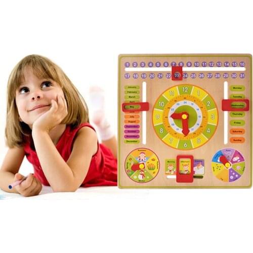 Wooden Cartoon Calendar Clock Numbers Math Toys Baby Preschool Early Childhood Toy Learning & Education Puzzle Toys For Kids