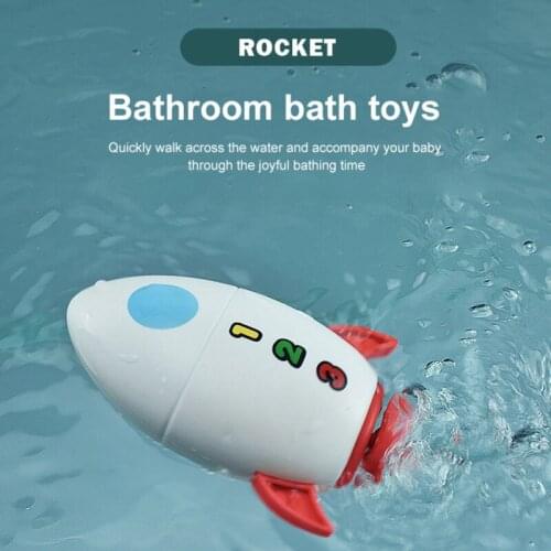 Baby Shower Toys Bath Children’s Bath Water Rocket Wind-up Beach Toys Soft Rubber Bathroom Play Animals Children Bath Doll Toy