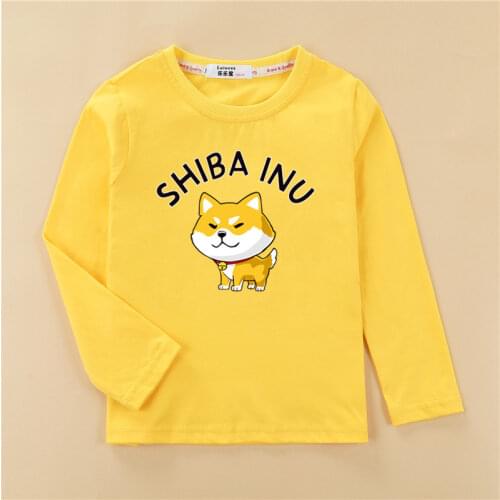 Shiba Inu Cartoon Children Casual Clothes Short Long Sleeve Boy Girl Tops 100% Cotton Baby T-Shirt Shirt Autumn Print Cute Tees