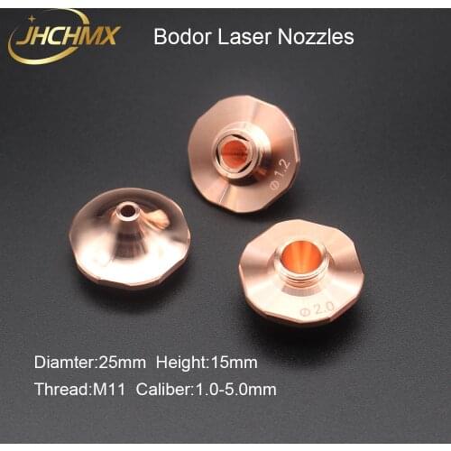 JHCHMX 10pcs/lot Bodor Small Laser Nozzles Single/Double Layer Dia.25mm M11 Caliber 1.0-5.0mm For Bodor Fiber Laser Machine