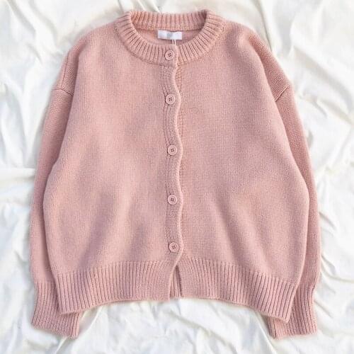 Spring Autumn Knitted Sweater Female Cardigan Loose Streetwear Sweater Coat Single-Breasted Soft Cute Knit Cardigan Women Jacke