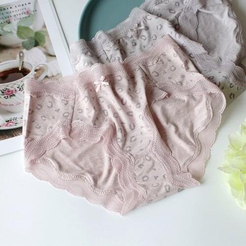 Leopard-print Modale cotton lace lady underpants waist girl triangle pants comfortable breathable leggings