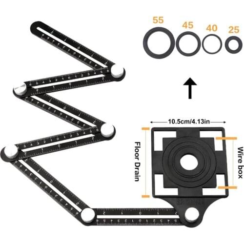 Multi Angle Measuring Ruler 6-side Folding Ruler Perforated Mold Template Tool Floor Tile Hole Locator Glass Woodworking Puncher